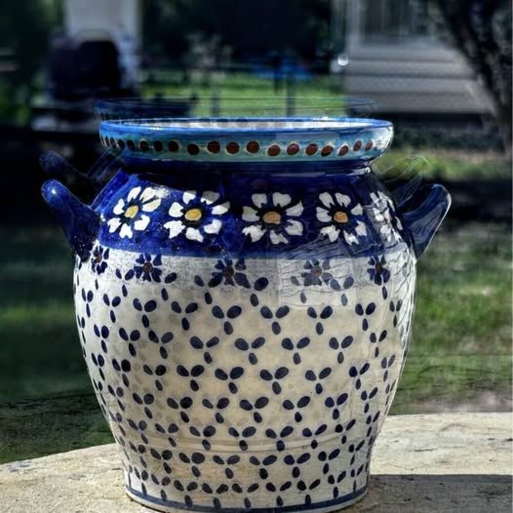 Polish Pottery Ceramic Crock with Handles
